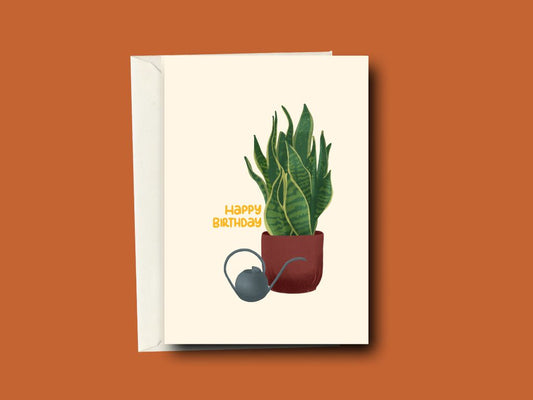 Happy Birthday Snake Plant Greeting Card