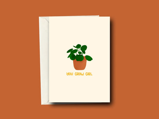 You Grow Girl Money Plant Greeting Card