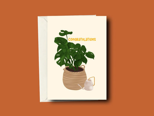 Congratulations Monstera Greeting Card