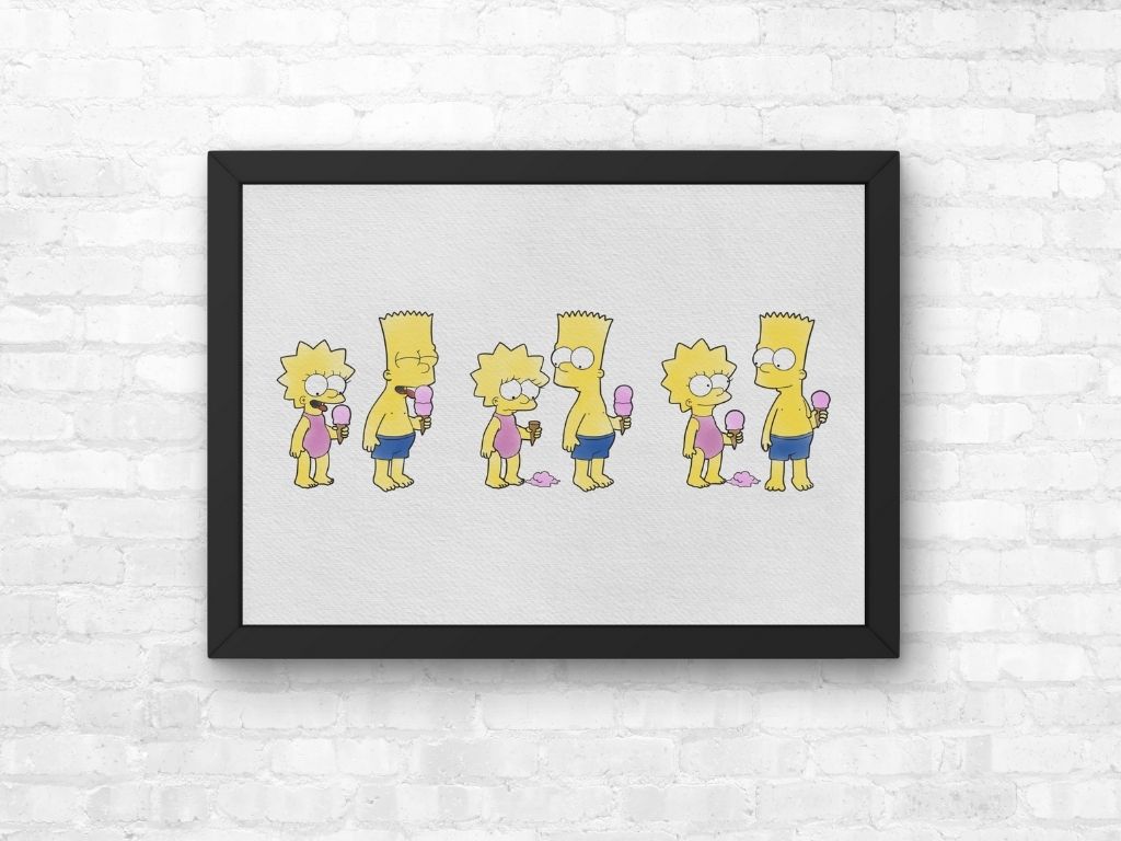 The Simpsons Bart & Lisa Ice Cream Print