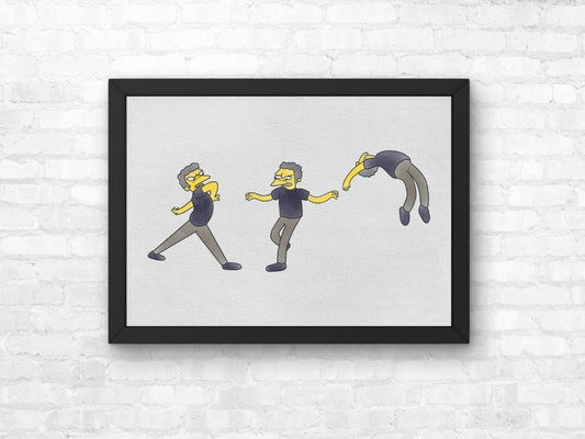 The Simpsons Moe Funk Dancing for Self-Defense Print